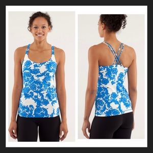 Lululemon Free To Be Tank Laceoflage Polar Cream Beaming Blue Floral